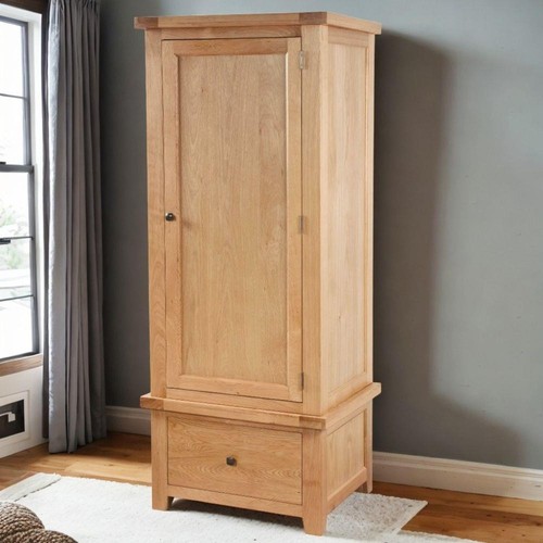 Solid oak single wardrobe - solid,