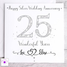 Personalised Silver Wedding Anniversary Card / 25th Wedding Anniversary Card