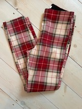 Ladies H&M Red Tartan Checked Skinny Ankle Grazer Trousers Size 6-8 See Sizing