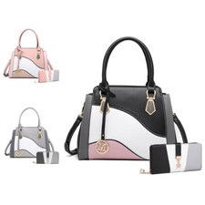 Women Tote Large Shoulder Bag Work Ladies Handbag Fashion Bag+Purse 2PCS Set