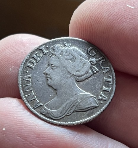 Queen anne silver sixpence - queen,