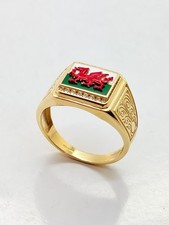 9ct Yellow Solid Gold CZ Welsh