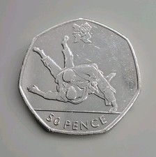 2011- Judo - 50p Fifty Pence - Olympic Coin - London Games - Circulated (T3)