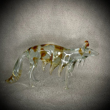 Murano - Abstract - Glass Figurine - Fox - Wolf - Dog - Hand-blown - 4x7” - Rare