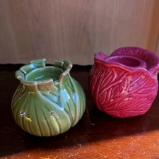 Vtg Ceramic Green Fennel & Red