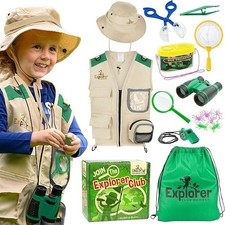 Premium Kids Explorer Kit Bug Hunting Kit Explorer Costume Vest & Hat 3-7 Years