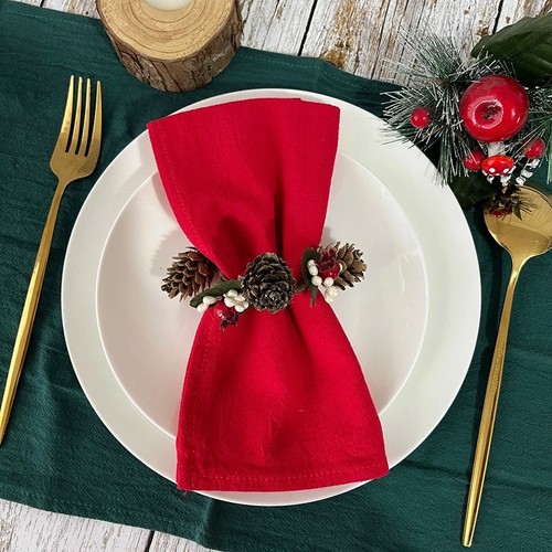 Christmas cloth napkins set - cloth,