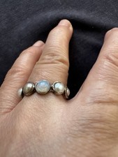 Antique Silver Mark Sterling Silver Pearls ( As Found)Eternity  Ring -UK Size N