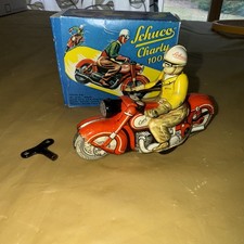Bb140- Original Schuco 'Charly' 1005 Clockwork Motorcycle toy w/ Key & Repro box