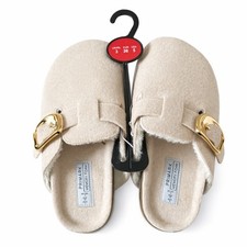 Women Beige Faux Fur Mule