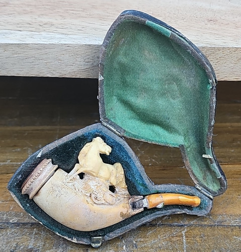 Antique meerschaum carved pipe - antique,