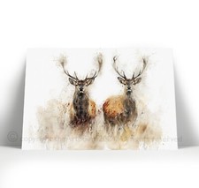 Stag Canvas Art Print Framed & Unframed Watercolour Painting Rustic Wall Decor 7