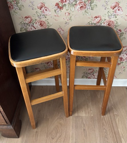 Pair tall retro wooden - pair,