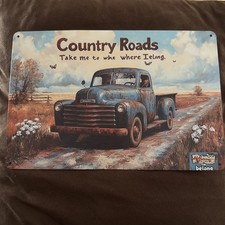 Vintage Metal Tin Sign Country