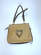 Y2k Vintage Handbag Tan Love heart Stitch cute preppy summer 00s Pleather brown