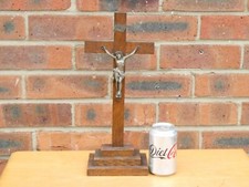 Vintage 15 inch Free Standing Wooden Altar Crucifix NICE EXAMPLE