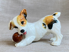 Vintage Royal Doulton Ceramic Jack Russell Puppy Dog Chewing a Ball Figurine