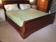 Super king size solid cherry wood sleigh bed. (6ft) Cost £2.5k ( 2000 prices)