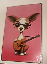 Metal Sign. Puppy Dog Guitar