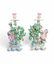 Bow porcelain bocage Cupid candlesticks, c. 1765.