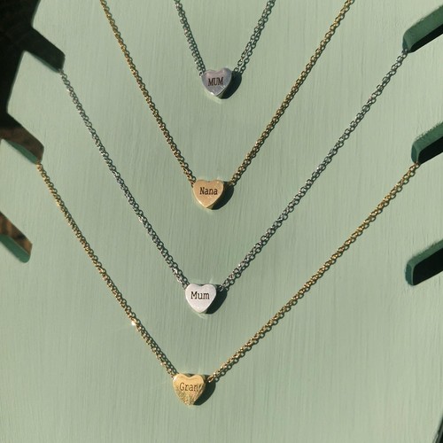 Gold silver heart necklace - gold,