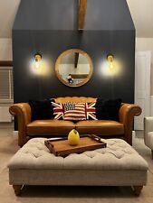 Laura Ashley Brown Leather Chesterfield Sofa