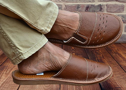 Men leather slippers - men's,