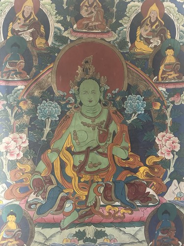 Old handpainted green tara - handpainted,