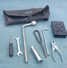 Vintage TOYOTA Car Tool Bag Kit Black Wrench Wheel Chock Pliers Spanner T15 