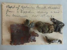 WW1 ZEPPELIN INTEREST - PART OF EXPLOSIVE BOMB DROPPED AT WOOLWICH 1915