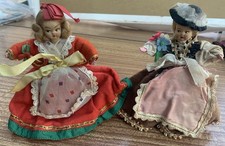 2 Vintage Cloth Faced Jointed Dolls Lenci? 13cm