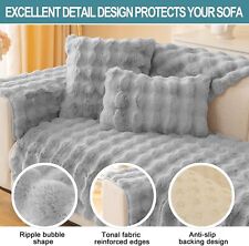 Thick Rabbit Plush Faux Fur Sofa Covers Non-Slip - Mixed Sizes & Colours