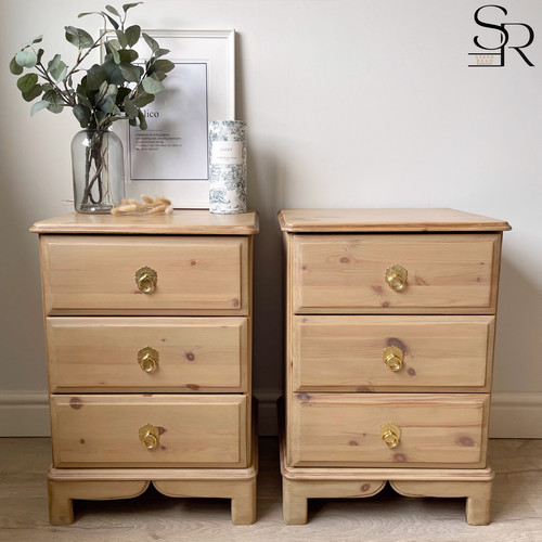 Vintage pine bedside tables - pine, |