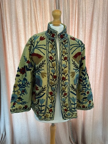 New suzani embroidered green