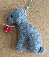 BEDLINGTON TERRIER with CHRISTMAS GIFT BOX - Part needle felted DOG