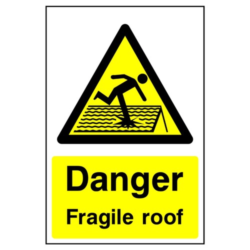 Danger fragile roof sign - fragile, or