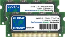 64MB (2 x 32MB) 60ns 72-PIN EDO SODIMM MEMORY RAM KIT FOR LAPTOPS/NOTEBOOKS