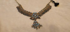 Blue &  gold  Necklace Indian Asian Wedding Jewellery Bollywood Bellydance