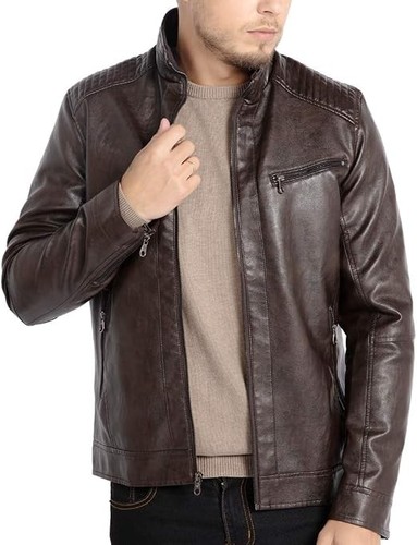 Mens stand collar - mens, leather