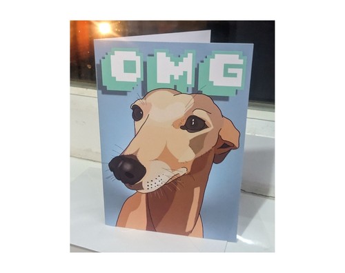Omg lurcher greeting - omg, card