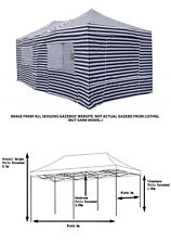 3x6m Pop-Up Gazebo blue & white stripe 4 side panels & more! All Seasons Gazebos