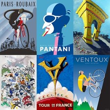 Posters Cycling Bike Prints Tour France Man Cave Vtg Retro Home Décor Art Bar