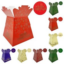 XMAS PRINT Living Vase FLOWER TRANSPORTER BOX Sweet Gift Boxes CHRISTMAS UK 