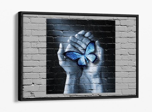 Blue butterfly hands - blue, in