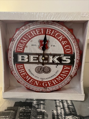 Becks beer bottle clock 30cm - beer,