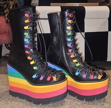 Rainbow Pride Festival Platform Boots – US 11M/ UK 10 /EU 44 – Chunky Wedge 