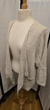 SAHARA One Size Beige 100% Linen Waterfall Front Jacket Pockets Open Front