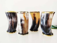 Set of Ox Horn Cups | Beer, Ale, Mead Horn Cup | 6" Horn cup with Brass Accents