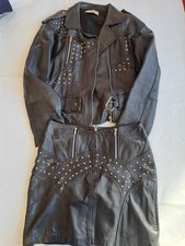 80s Rocker Metal Thrash Vintage Biker Jacket And Skirt Leather Rare Studded 