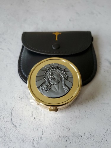 Solid brass pyx with burse - pyx,